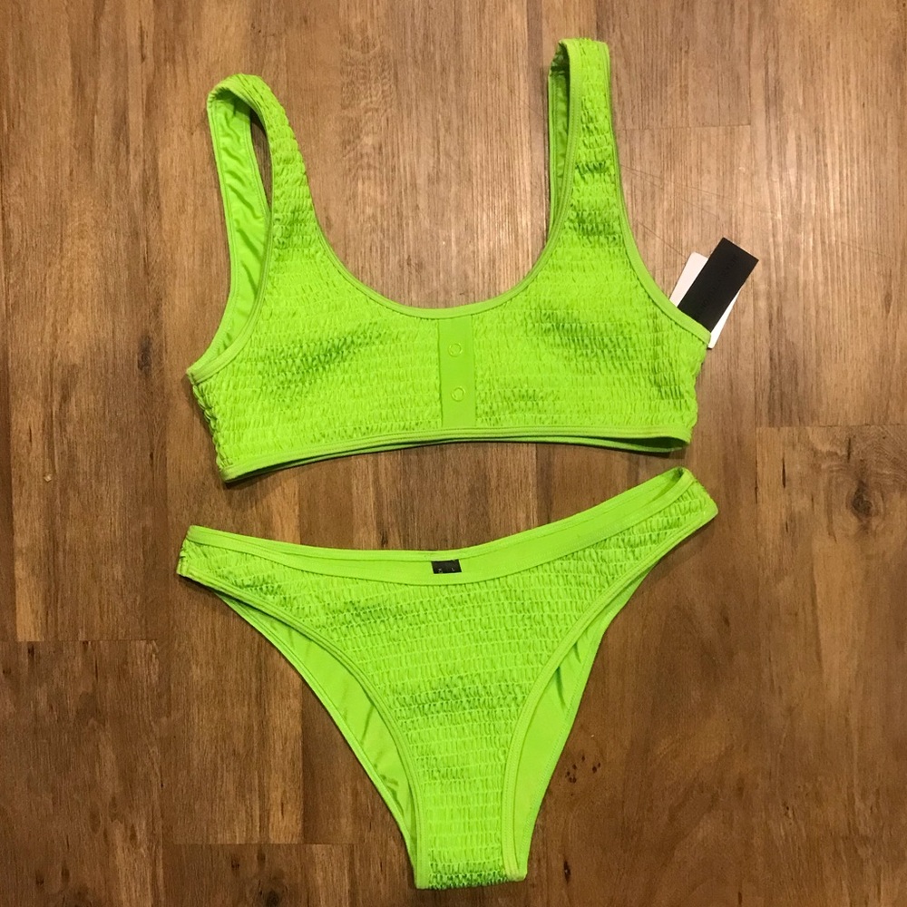 Kendall & Kylie Henley Bikini Top Bottom neon NWT